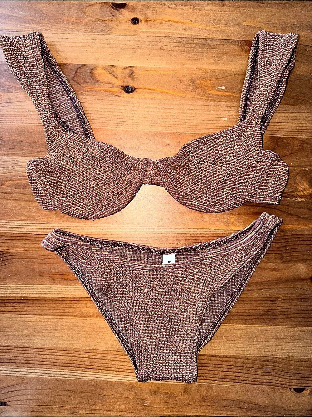 Bond-Eye Georgia Balconette Top & Sign Brief in Cocoa Butter LUREX